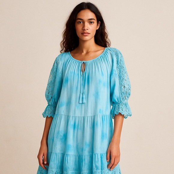 Ulla Johnson Cloud Blue & White Mini Dress Size 4 - Picture 1 of 6